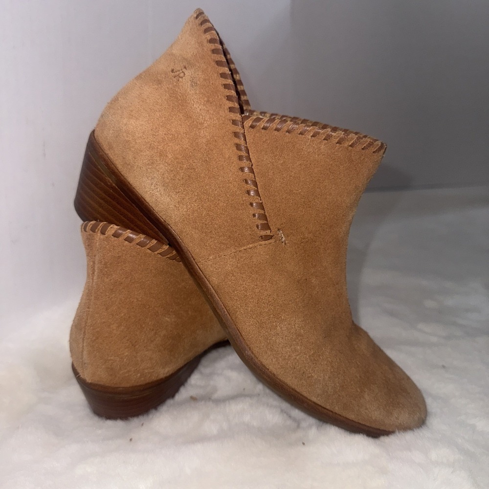 Jack Rogers Womens Suede Scalloped Trim Ankle Booties Brown Size 8.5‎